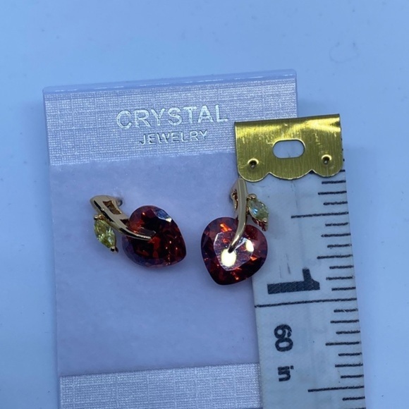 Fashion Crystal Jewelry Earrings Studs Women’s Red Gold - Picture 5 of 6
